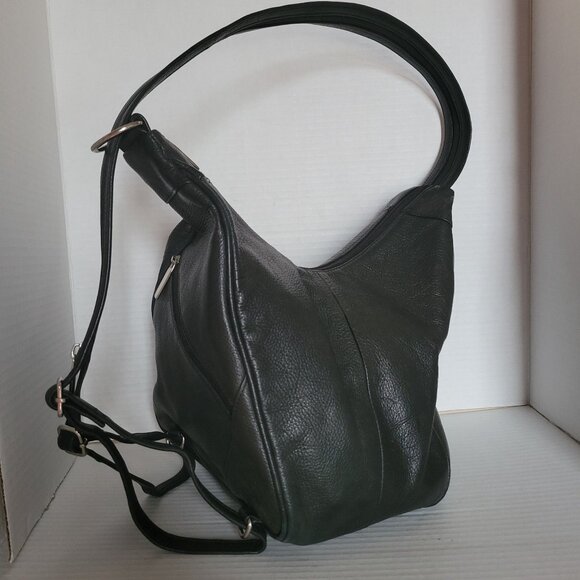 Fossil Leather Convertable Hobo Shoulder Sling Backpack Black Women\'s Woman\'s main image 6